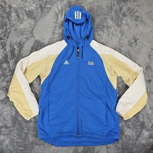 Adidas UCLA Bruins Jacket Mens S Blue Gold Fleece Lined Hooded Full Zip Pockets